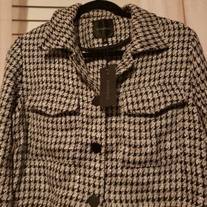 Tweed Cropped Houndstooth Jacket Size Medium